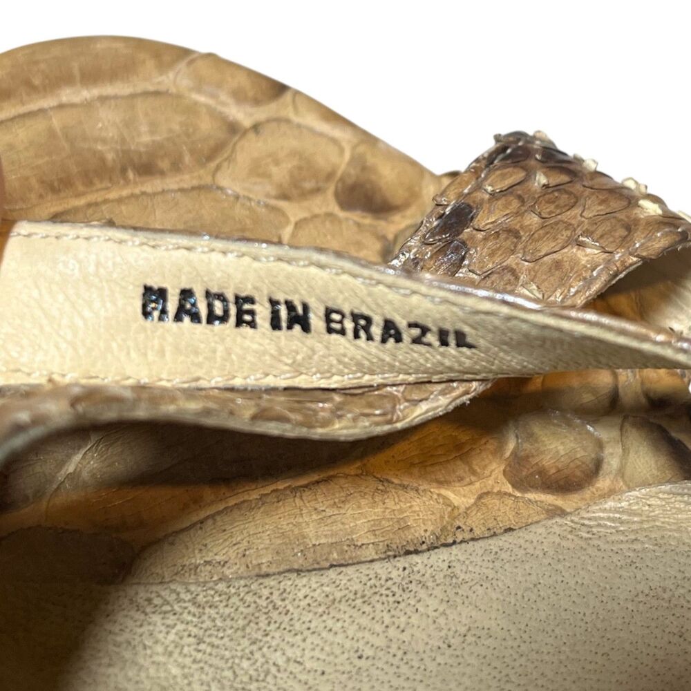 Alexandre Birman Python Skin Raffia Platform Wedge Sandals Beige Brown 7.5 - Picture 11 of 14